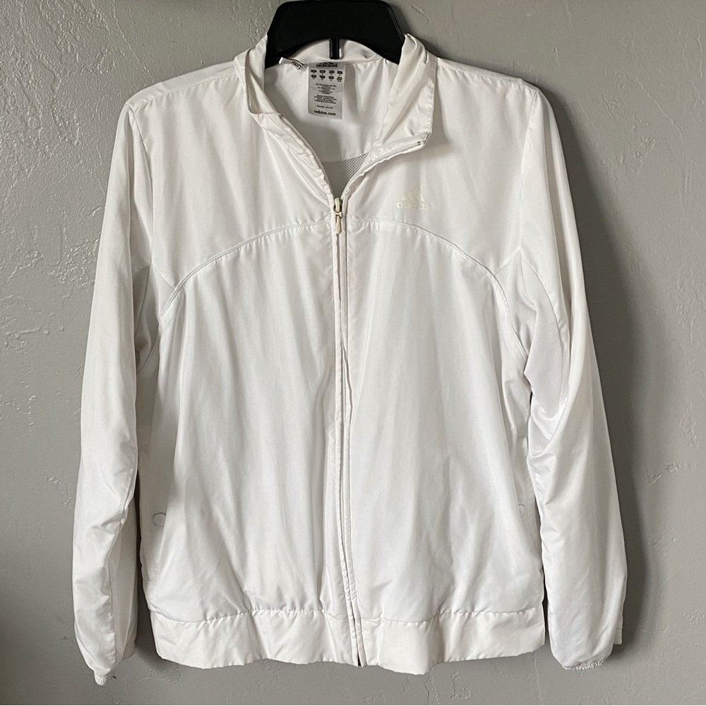 Adidas White Athletic Bomber Jacket Size Medium